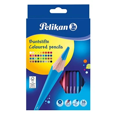 Abbildung von Pelikan 700139 36 Buntstifte, sechseckig, Minenstärke circa 3 mm, farbig lackiert In Minenfarbe