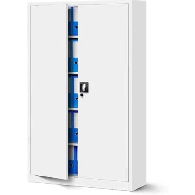 Abbildung von Jan Nowak Metallschrank II 185 x 115 40 cm Aktenschrank abschließbar mit 2 Türen, Mehrzweckschrank 5 Ebenen, Büroschrank aus Stahlschrank Pulverbeschichtung Weiß