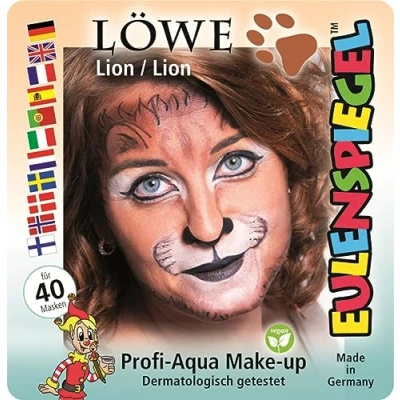 Abbildung von Eulenspiegel 204092 Motiv Set Löwe, 4 Farben, 1 Pinsel, Anleitung, für ca. 40 Masken, Karneval, Motto Party