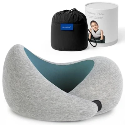 Abbildung von Ostrichpillow Go Luxuriöses Reisekissen mit Memory Foam Flugzeugkissen, Autoreisekissen, Nackenstütze (Blue Reef)