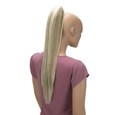 Abbildung von CAISHA 60cm Glatt Pferdeschwanz Mit Butterflyklammer Haarteil Zopf Hitzebeständig Haarverlängerung Naturblond Strähnen H638