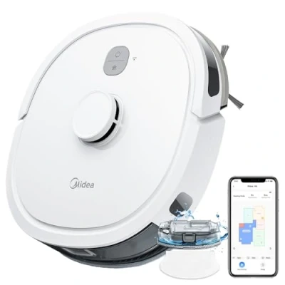Abbildung von Midea M6 Saugroboter mit Wischfunktion 2 in 1,Staubsauger Roboter,LiDAR Navigation,140Min Laufzeit,Wischroboter 2000Pa,Saugroboter 3 Karten,APP Steuerung,Ideal für Tierhaare,Teppich,Hartboden