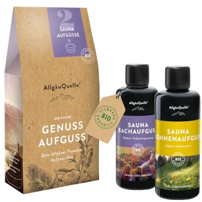 Abbildung von AllgäuQuelle® Saunaaufguss Set Bio Sauna Zubehör 2x100ml Aufgussmittel