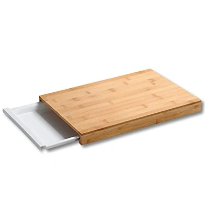 Abbildung von Kesper Schneidebrett mit Auffangschale, Material: Bambus, Kunststoff, Maße: B: 38 x T: 25 H: 3,5 cm, Farbe: Braun, Weiß 58352