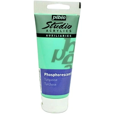 Abbildung von Pébéo Studio Acryl 100 ml Phosphoreszierendes Gel Türkisblau Acrylbindemittel Selbstleuchtende Phosphoreszierende Malerei Farbgel