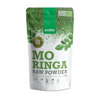 Abbildung von Moringa Bio Pulver Quelle von Fasern und Proteinen. Breites Nährstoffprofil, gute Nahrungsquelle