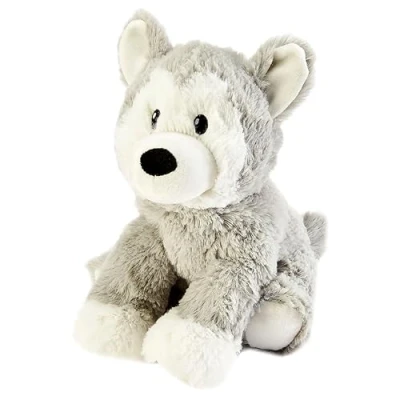 Abbildung von Warmies Plüsch Husky Mikrowellen Wärmekissen duftend mit französischem Lavendel, heißes oder kaltes Plüschtier zur Entspannung und warmen Linderung, beschwertes