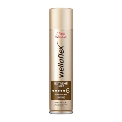 Abbildung von Wellaflex Haarlack Extreme Hold Styling Spray für 48h ultimativen Halt ohne Verkleben vegane, kopfhautschonende Formel mit UV Schutz Haltegrad 6 250 ml