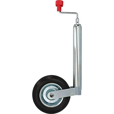 Abbildung von UNITEC Stützrad mit Kurbel, geeignet für Wohn &amp; Transportanhänger, PU Reifen, Rohrdurchmesser 48 mm, silber