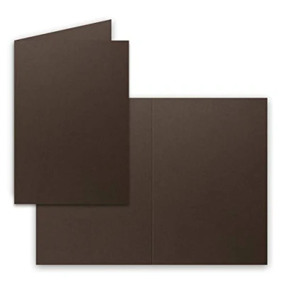 Abbildung von 25x Falt Karten DIN A6 in Dunkelbraun Blanko Doppel 240 g/m²