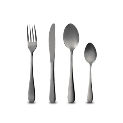 Abbildung von BERGNER MUNICH 24 teiliges Edelstahl Besteck Set Schwarz spiegelpoliert ideal für den täglichen Gebrauch spülmaschinenfest