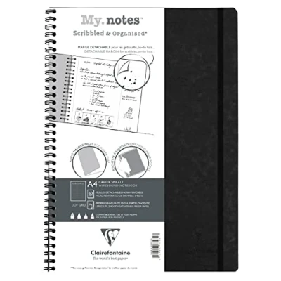 Abbildung von Clairefontaine 783431C Age Bag My.Notes Spiralbuch mit abtrennbaren Rändern, 21x29,7cm, 60 Blatt 90g DOT Schwarz, 1 Stück