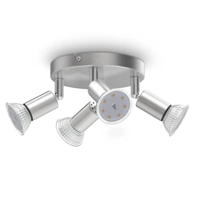 Abbildung von B.K.Licht LED Deckenlampe, warmweiße Lichtfarbe, schwenkbar, GU10 Fassung, Deckenleuchte, Lampe, Wohnzimmerlampe, Schlafzimmerlampe, Küchenlampe, Deckenstrahler, 7,8x18 cm, Matt Nickel