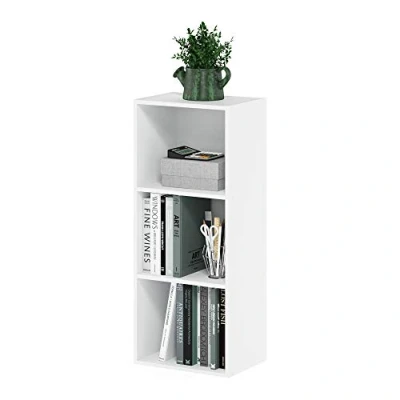 Abbildung von Furinno Luder 3 stufiges Bücherregal mit offenem Regal, Weiß