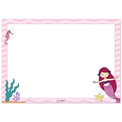 Abbildung von Schreibtischunterlage mit Meerjungfrau Motiv in DIN A3 I 25 Blatt rosa weiß aus Papier zum Abreißen für große und kleine Mädchen dv_805