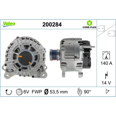 Abbildung von VALEO 200284 Lichtmaschine 14V 140A VOLKSWAGEN: Golf 7, Sharan II, Passat B8 Variant, SKODA: Octavia 3 Combi, Schrägheck, Superb III Estate