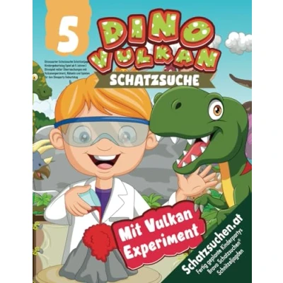 Abbildung von Dinosaurier Schatzsuche Schnitzeljagd Kindergeburtstag Spiel ab 5 Jahren: Dinospiel voller Überraschungen mit Vulkanexperiment, Rätseln und Spielen für den Dinoparty Geburtstag (Bravo Schatzsuche)