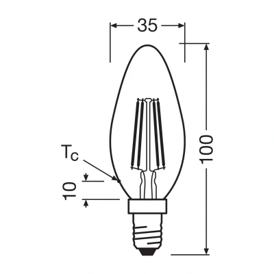 Abbildung von Osram LED Lampe in klassischer Miniballform, mit dekorativem Filament, Energieeffizienzklasse A, E14, 1.2 W, 255 lm, 2700 K, warmweiß. Ohne Aufwärmen, sofort 100% Licht.