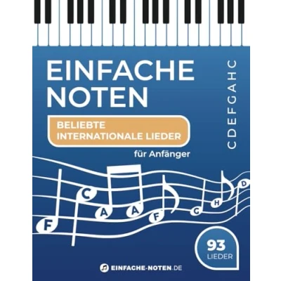 Abbildung von Einfache Noten. Beliebte Internationale Lieder: Notenschrift mit Buchstaben.
