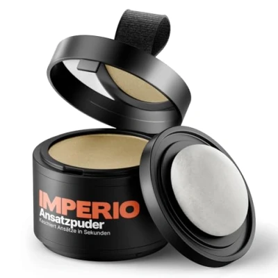 Abbildung von IMPERIO Ansatzpuder Haar Concealer zur Haarverdichtung für Frauen und Männer, wasserfestes Make up zum Ansatz kaschieren 4g (Mittelblond)