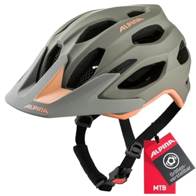 Abbildung von Alpina Carapax 2.0 Leichter, Stabiler &amp; Komfortabler Fahrradhelm Mit Fliegennetz Antibakteriellen Polstern Für Erwachsene, Moon Grey Peach matt, 57 62 cm