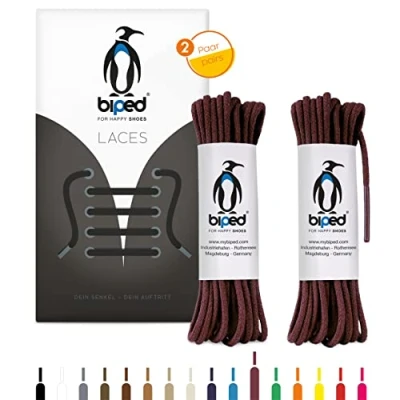 Abbildung von biped LACES 2 Paar runde Schnürsenkel aus Baumwolle ø mm dünn Premium Rundsenkel für Lederschuhe und Stiefel reißfest waschbar made in EU z2900(bordeaux,75 cm)