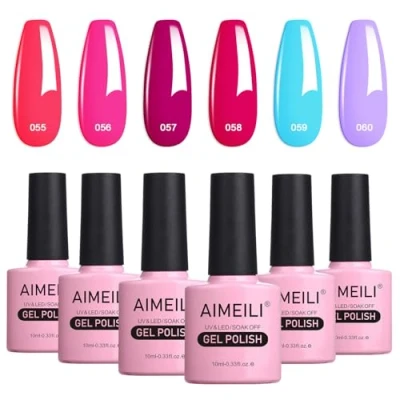 Abbildung von AIMEILI UV LED Gellack mehrfarbig ablösbarer Gel Nagellack Neon Polish Set Kit 6 x 10ml Nummer 12