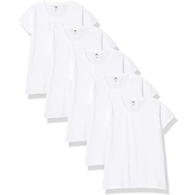 Abbildung von Fruit of the Loom Damen Regular Fit T Shirt, 5er Pack, weiß, XXL