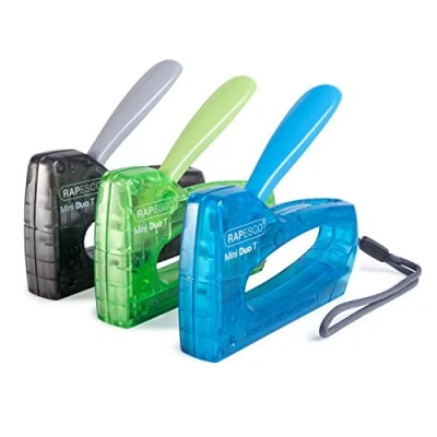 Abbildung von Rapesco 0953 T8 Mini Set, 3 Stück Tackers mit 1800 Heftklammern 13/6 mm, Schwarz, Blau und Grün