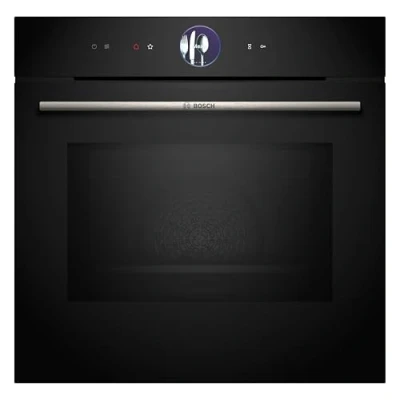 Abbildung von Bosch HMG776NB1, Serie 8 smarter Einbau Backofen mit Mikrowellenfunktion, 60 x cm, Schwarz, Made in Germany, Pyrolyse, Air Fry, Digitaler Bedienring Touchdisplay, Automatikprogramme auf Knopfdruck