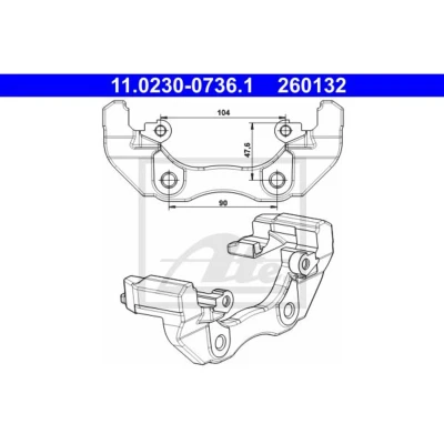 Abbildung von ATE 11.0230 0736.1 Bremssattelhalter FORD: C Max, Focus 2