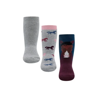 Abbildung von EWERS 3er Pack Pferd Stoppersocken SoftStep, Socken mit Antirutschsohle für Mädchen, Anti Rutsch Gummisohle, MADE IN GERMANY, 3 Paar rutschfeste Kindersocken, Größe 39 42