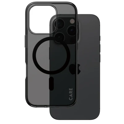 Abbildung von Apple iPhone 16 Pro Hülle MagSafe Recycelter Kunststoff PanzerGlass Hard Case/Backcover Handyhülle Schwarz Shockproof/Stoßfest