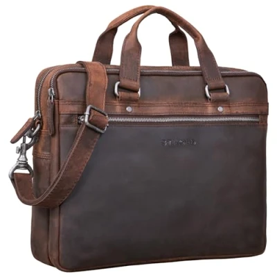 Abbildung von STILORD &#039;Brayson&#039; Aktentasche, Leder, Business Tasche, Computer für MacBooks von 16 Zoll, Arbeitstasche, Umhängetasche, echtes Zamora Braun, L, Koffer