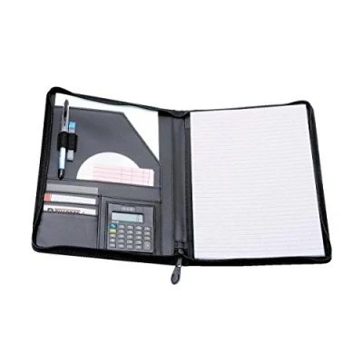 Abbildung von Alassio 30056 Schreibmappe Catana, DIN A4, ca. 31,5 x 26 2 cm, schwarz, aus Lederimitat, mit Taschenrechner und Block A4