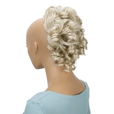 Abbildung von CAISHA Haarteil Haargummi Lena Hochsteckfrisuren Brautfrisuren Voluminös Gelockt Unordentlich Dutt Kunstfaser DM17cm Hellblond G5L