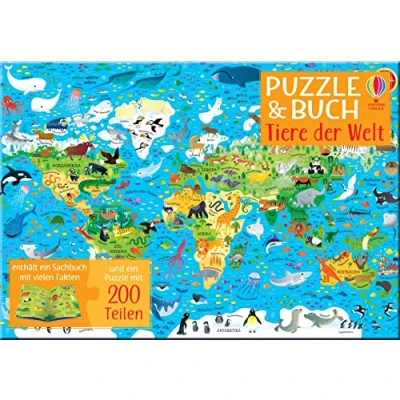 Abbildung von Puzzle &amp; Buch: Tiere der Welt: und Tierwissen kombiniert ab 5 Jahren (Puzzle Buch Reihe)