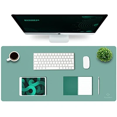 Abbildung von K KNODEL Tischunterlage, Schreibtischunterlage, 90 x 43cm PVC Laptop wasserdichte Schreibunterlage für Büro oder Heimbereich, doppelseitig (Grün/Grau)