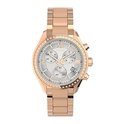Abbildung von Timex Classic 38mm Roségoldfarbener Armbanduhr für Damen mit Kristall TW2V57900