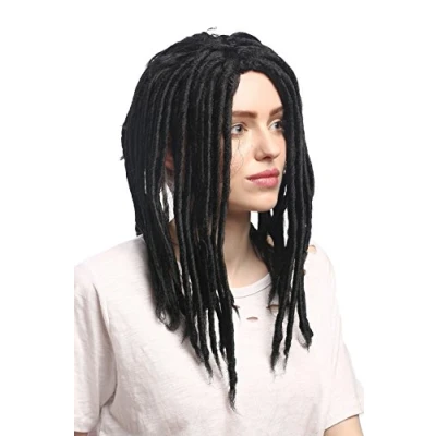 Abbildung von WIG ME UP 90674 ZA103 Perücke Damen Herren Karneval Fasching Dreadlocks Rasta Reggae Rastafari Dreads Schwarz 40 cm