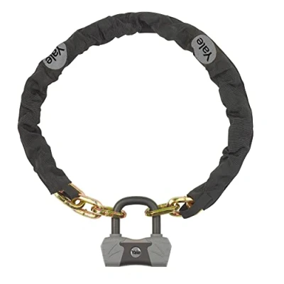 Abbildung von Yale Max Security Sicherheitskette &amp; Schloß 1100 mm YCL3/10/110/1 mit Titanium verstärkt 4 Schlüssel (1x Licht) Max. Pick , Zieh Schlag und Bohrwiderstand Div. Verriegelungsopt.