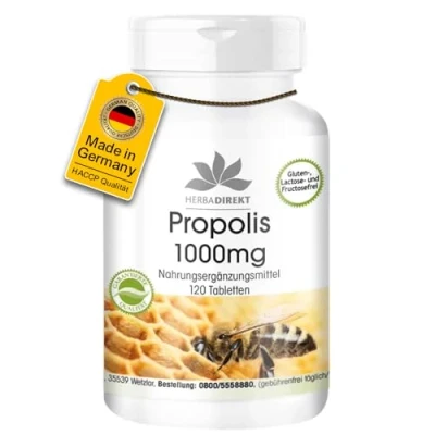 Abbildung von Propolis 1000mg hochdosiert 120 Tabletten mit 3% Galangin HERBADIREKT by Warnke Vitalstoffe Deutsche Apothekenqualität