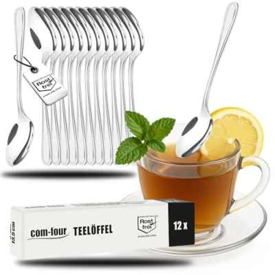 Abbildung von COM FOUR® 12x Barlöffel aus Edelstahl Longdrinklöffel Lange Löffel für Latte Macchiato Eislöffel Cocktaillöffel (12 Stück 20cm)