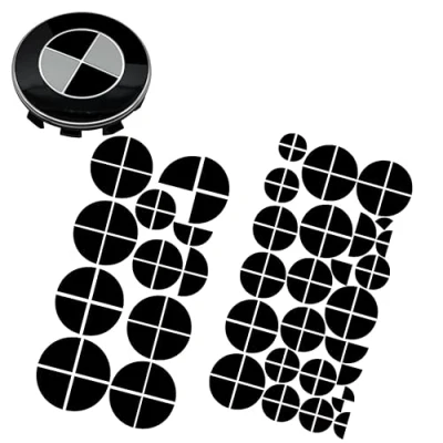 Abbildung von 3M 2080 Emblem Aufkleber passend für BMW Logo 120 TLG. Set alle Embleme am Auto Sticker (Schwarz Glänzend)