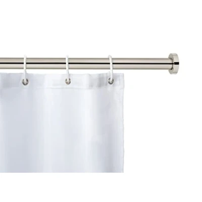 Abbildung von WENKO Teleskop Duschstange Mod. Luz, Duschvorhangstange inkl. Wandadapter zum Klemmen, einfache Wandmontage Befestigung ohne Bohren, aus rostfreiem Edelstahl, Ø 28 mm x 110 185 cm, Chrom
