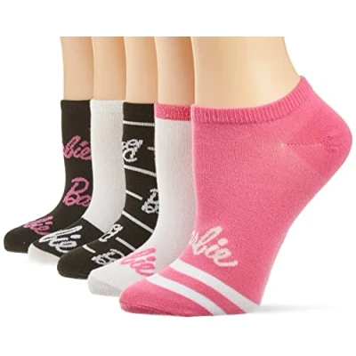 Abbildung von Barbie Damen 5er Pack No Show Lässige Socken, Weiß, Sortiert, 8 10