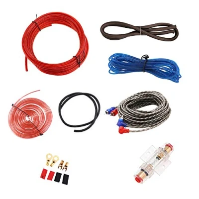 Abbildung von Mintice Kfz Verstärker Kabelsatz Anschluss Set Endstufe Kabel Anschlusskabel Audio Subwoofer Cinchkabel Sicherungshalter Gabelkabelschuhen RCA AGU Sicherung 8 gauge AWG Draht installieren Verbinder