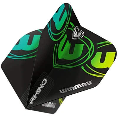 Abbildung von WINMAU Rhino Black &amp; Green Extra Thick Dart Flights 1 Satz pro Packung (Insgesamt 3 Flüge)