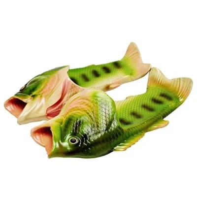 Abbildung von Fisch Hausschuhe Sommer Strand Damenschuhe Herren weiche kreative Dusche rutschfeste lustige Tier Sandalen Freizeit（Grün,36/37 EU