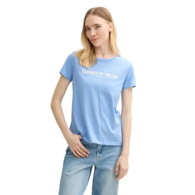 Abbildung von TOM Tailor Denim Printed Tshirt print, Damen, Größe: Medium, Light blue